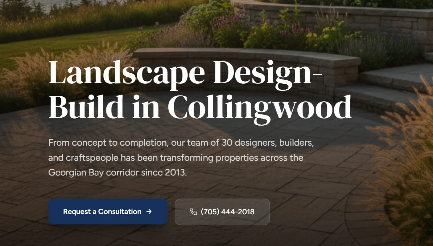 The demo site's home page hero before the edit: the headline, the intro paragraph and two buttons.